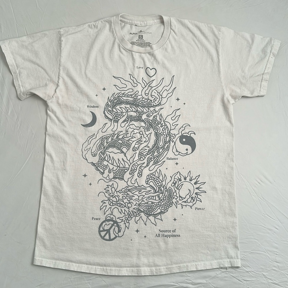 Urban Outfitters Alpha Collective white gray short sleeve graphic t-shirt